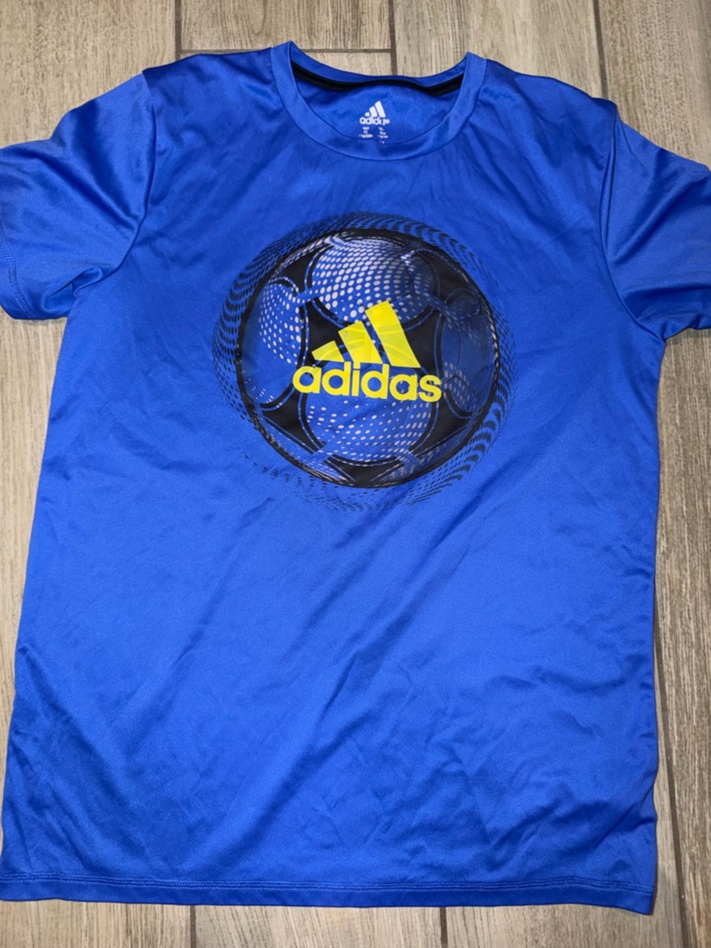 adidas Royal Blue Athletic Graphic Tee with Black Accent